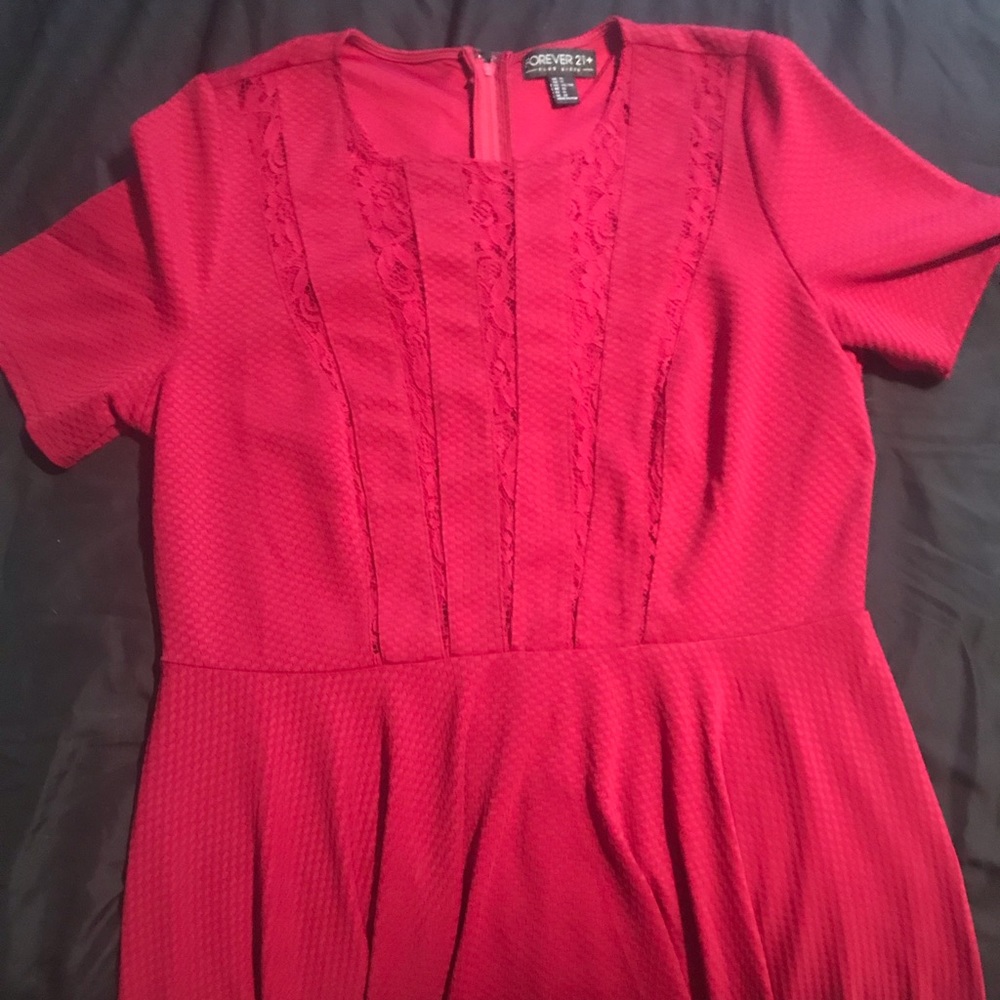 Wine Dress with lace insets